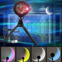 Moon Aura Lamp Led Projection Lamp Rainbow Light Atmosphere For Home Bedroom Coffe Shop Background Tiktok Wall Decoration USB
