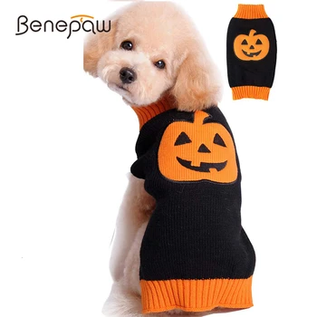 

Benepaw Halloween Dog Sweater Pumpkin Small Medium Dog Clothes Hot Sale Comfortable Puppy Knitted Pet Jumper Pullover