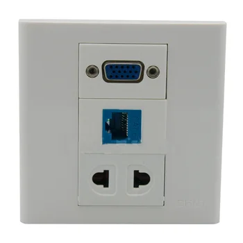 

New 86 X 86 mm Face Plate VGA AC Power Network Wall plate Socket 1 order