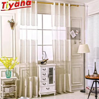 

Geometric Jacquard Ripple Tulle Curtains for Living Room Nordic Modern for Balcony Customized Products W-HM393#30