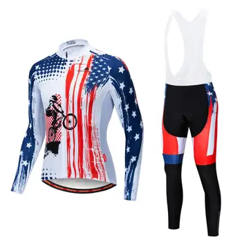 

2019 Top quality Miloto Men long sleeve Cycling Jersey set MTB Bike bicycle bib pants set spring autumn Breathable clothing