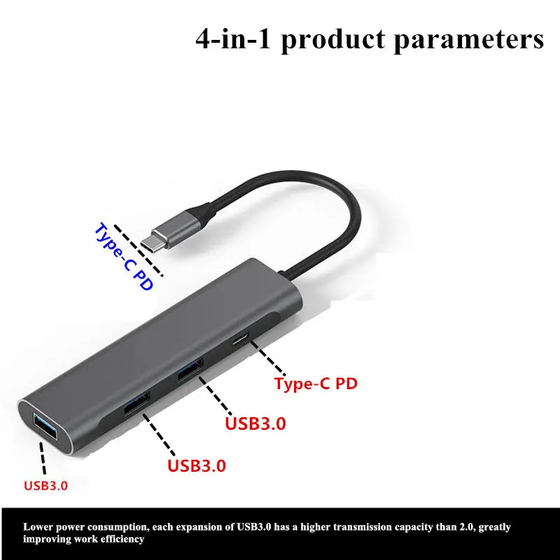 Type C PD Быстрая зарядка USB C концентратор для нескольких USB 3,0 HDMI док-станция адаптер для смартфонов Macbook Pro Аксессуары USB-C USB C концентратор - Color: Gray