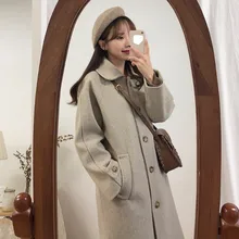 Шерстяное Женское пальто популярное осенне-зимнее Новое Стильное элегантное толстое Стеганое пальто средней длины в стиле ретро Хепберн