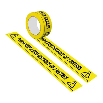 

Safety Warning Tape Message Maintain Distance Floor Warning Tape Waterproof Wear-resistant Adhesive Tapes For Mall Store School