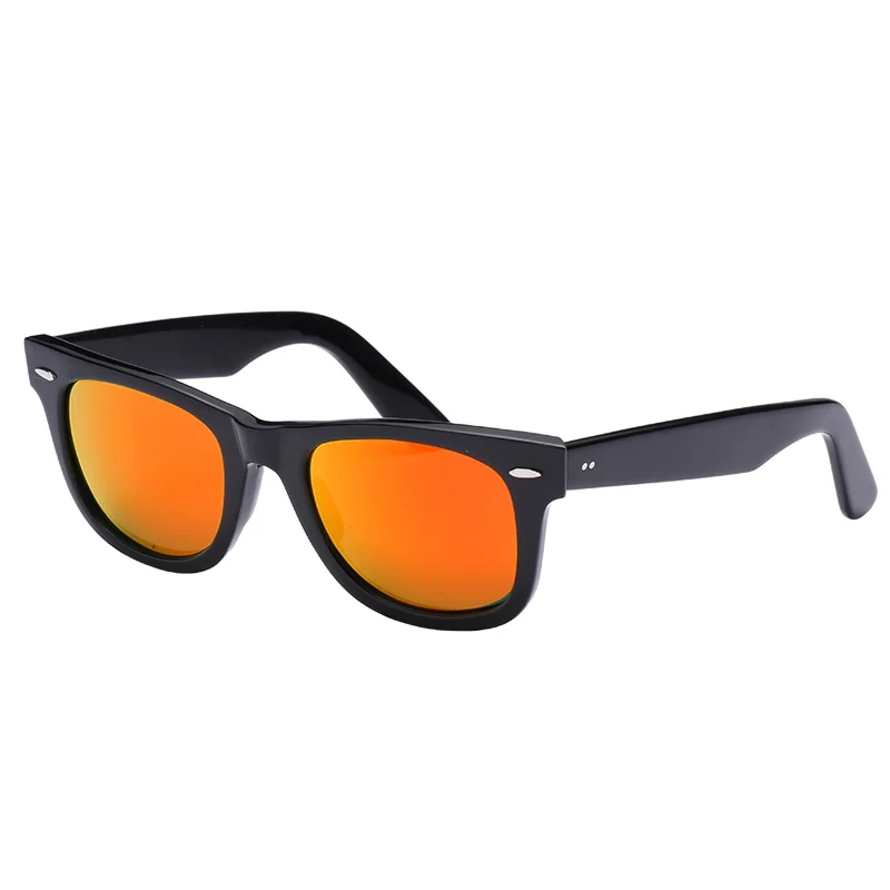 Glass lens retro sunglasses women men Acetate sun glasses 2140 Luxury Brand Rivet Design Goggles Elegant Female Square Oculos - Цвет линз: orange