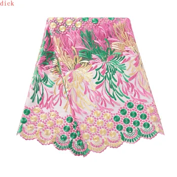 

5 Yards New Mesh Lace Embroidery Lace Selling Europe Africa Embroidery Fabric Dress Fabric to Sample Customfabric by the yard