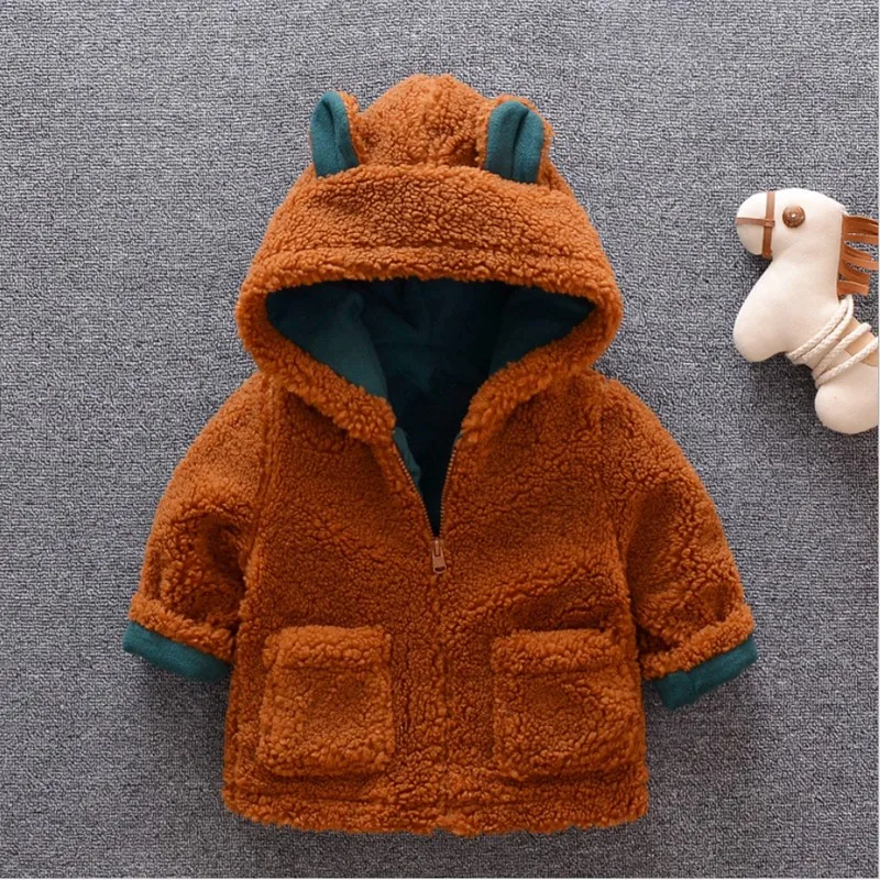2019 Autumn Winter Toddler Boy Jacket Kids Thickening Fleece Corduroy Outerwear Boys Kids Coat Baby Toddler Coat Clothes（1）