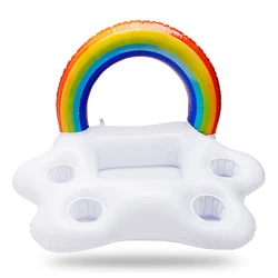 Summer Party Bucket Rainbow Cloud Cup Holder Inflatable Pool Float Beer Drinking Cooler Table Bar Tray Beach Swimming Ring