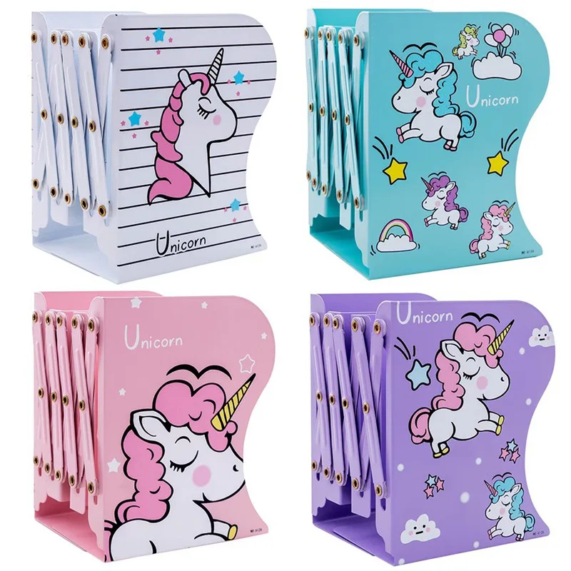 cheap New Arrived Christmas Birthday Party Holiday Gift For Children Novelty Cute Unicorn Telescopic Metal Bookshelf Stationery Supply