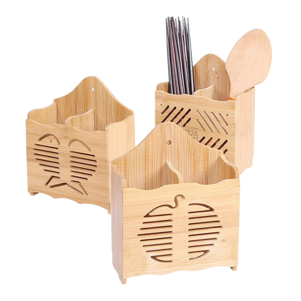 Vintage Cooking Wooden Utensil Set with Holder Flatware Caddy Organizer for Spatula Cooking Mixing Spoon Salad Spoon Fork Holder