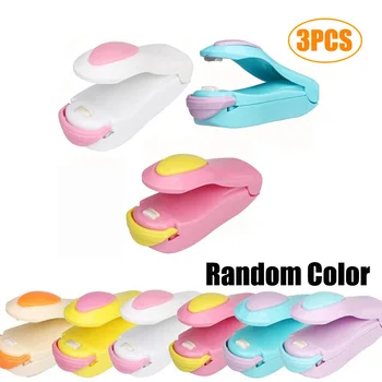 

3PCS Portable Mini Sealing Machine Household Heat Sealer Capper Food Storage Package(Ran Color)