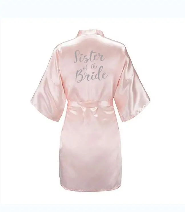 Темно-розовый халат серебряная буква кимоно атласная пижама Свадебный халат Подружка невесты, сестра мать невесты халаты - Цвет: pink sister  bride