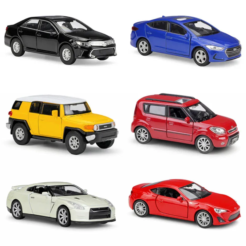 WELLY 1:36 Toyota 86 FJ supra Prado NSX KIA SOUL Nissan GTR alloy car model die-casting door open children's toy model gift