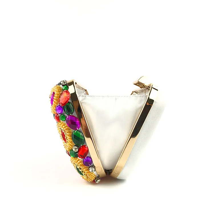 Luxy Moon Rainbow Beads and Crystal Clutch Bag Side View