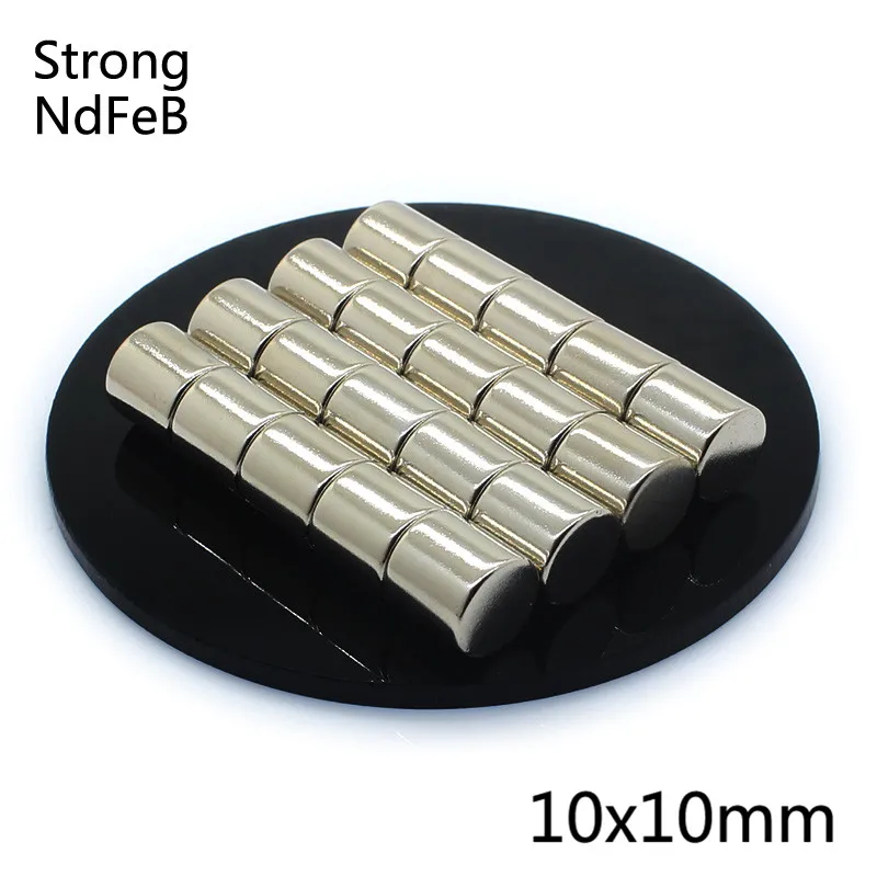 10Pcs 10x10mm Neodymium Magnet Small Round Super Strong Powerful t N35 Permanent Magnetic Magnets For Craft Gallium Metal