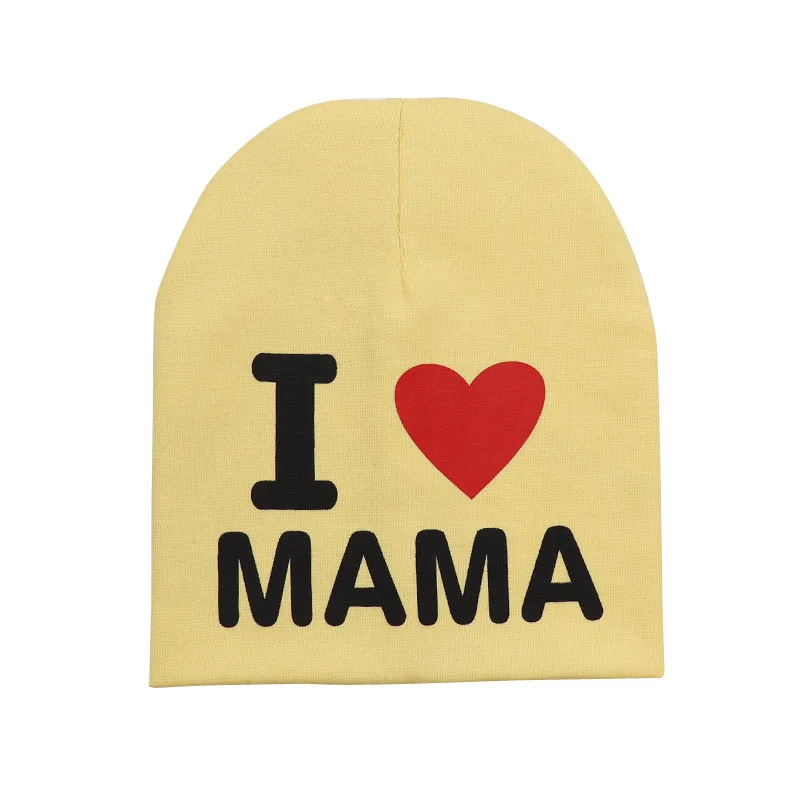 Детские шапки с надписью «I Love PAPA MAMA»; сезон весна-осень-зима; теплые головные уборы; милая шапка для малышей; аксессуары колпачки для мальчиков и девочек - Цвет: LYellow MAMA
