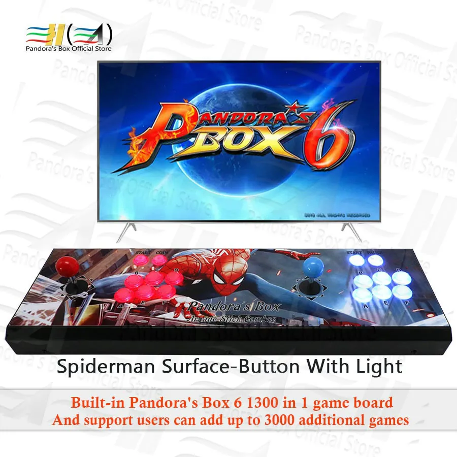 Новинка 2020 Pandora box 6 1300 в 1 аркадная игра 2 игрока железная консоль контроллер
