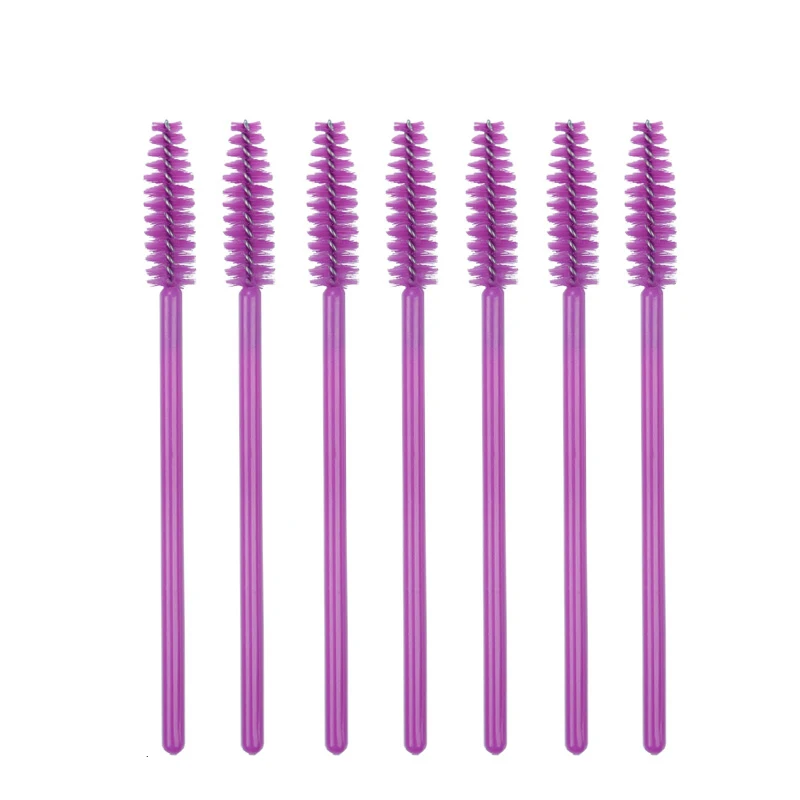All purple 50 шт., Новое поступление, кисти для ресниц, Мягкая головка для ресниц, аппликатор для бровей, тушь для ресниц, палочка, микрокисти, кисти для макияжа - Handle Color: All purple