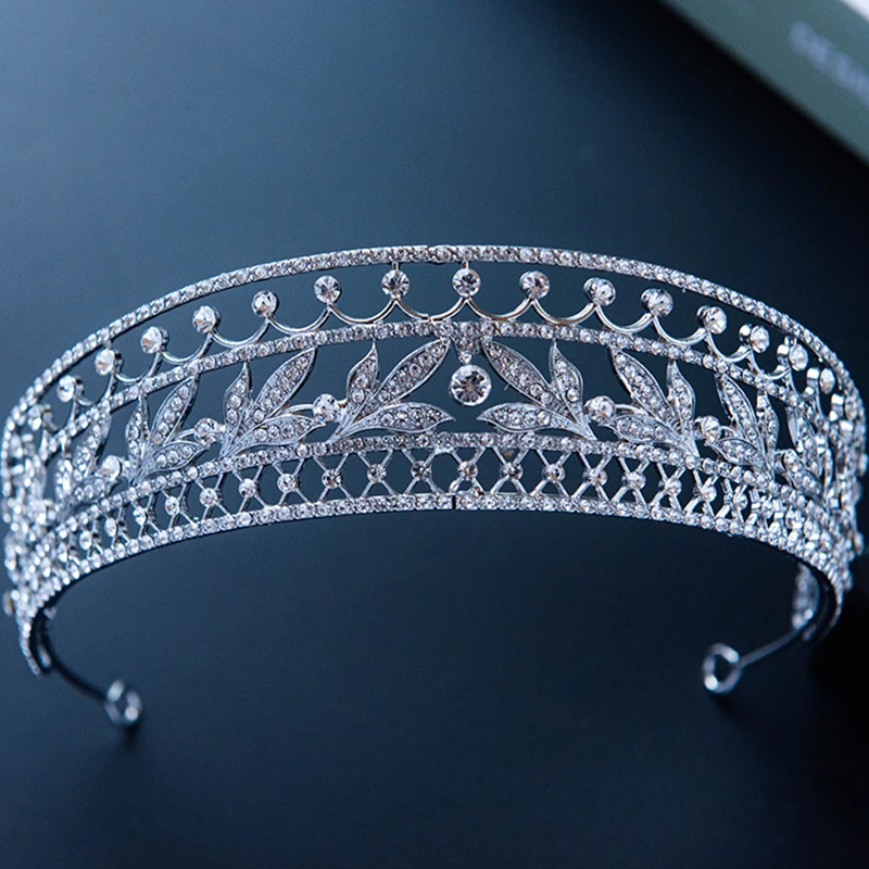 HG11602 New leaves style fashion bridal headpiece elegant alloy rhinestone wedding hairpiece princess wedding crown tiara gorgeous stunning handmade rhinestones crystals pearls flower leaf wedding tiara headand bridal hair accessories princess crown