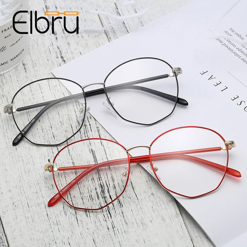 

Elbru Myopia Glasses Frame Women Blue Light Ray Blocking Computer Glasses Spectacles 2019 Metal High Quality Optical Frame Male