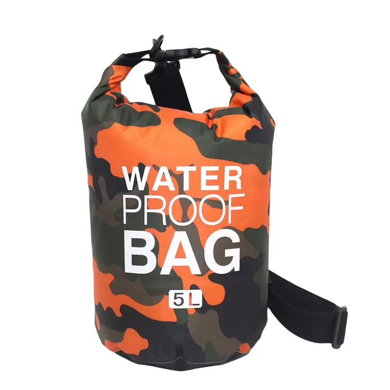 Orange 5L Водонепроницаемый мешок для плавания, сухой мешок, Камуфляжный цвет, для рыбалки, гребли, каякинга, для хранения, Дрифтинг, рафтинг, сумка, 2л, 5л, 10л - Цвет: Orange 5L