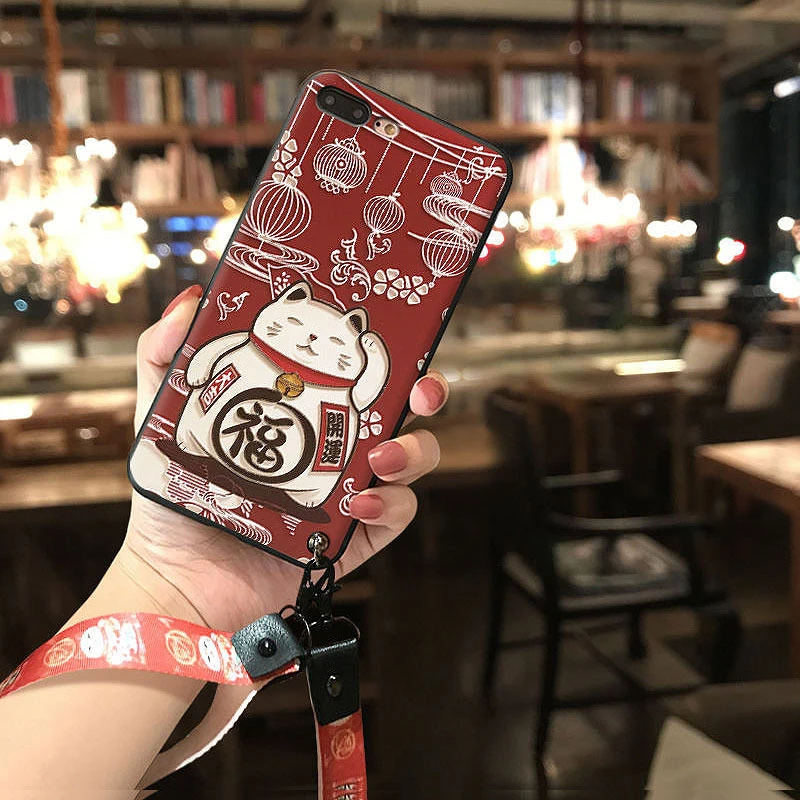 Cute Lucky Cat 3D Emboss Phone Case for Samsung S10e S8 S9 S10 S20 Ultra Plus Note 8 9 10 Plus Lanyard Soft Back Covers Capa Cute Lucky Cat 3D Emboss Phone Case for Samsung S10e S8 S9 S10 S20 Ultra Plus Note 8 9 10 Plus Lanyard Soft Back Covers Capa