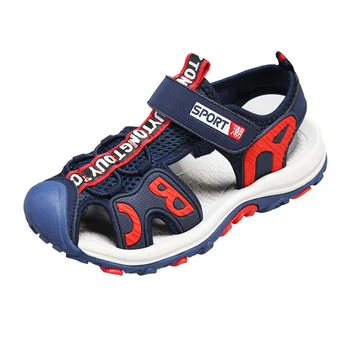 

New kids shoes closed toe toddler boys Letters sandals orthopedic sport pu leather baby boys beach sandals shoes Euro 27~38