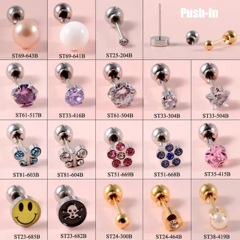 

Pair 316L Surgical Steel Ear Stud Dispossable EO Sterile Piercing Stud with Safe Ball Buckle Set Zircon Ear Cartilage Tragus