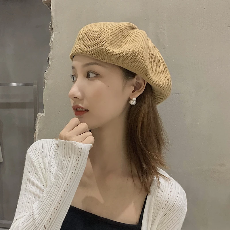 

Hot Wool Octagonal hat breathable British style knitting Gilr Women Berets hats Fashion Berets Cap