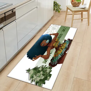 

Printed African Women Long Carpet Kitchen Non-slip Absorbent Strip Floor Mat Sponge Door Pad Office Chair Rug