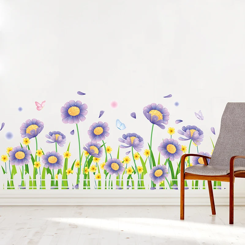 Daisy Flowers Wall Stickers DIY Plant Wall Decals for Living Room