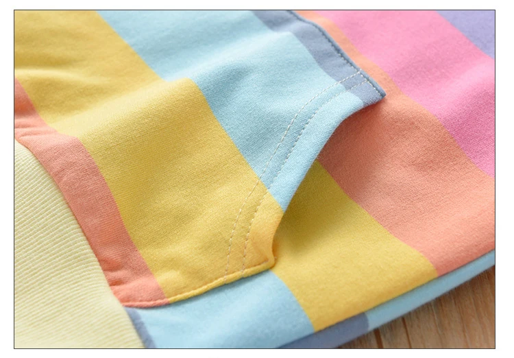 Весенне-осенние разноцветные толстовки в полоску для девочек хлопковые толстовки с капюшоном модные тонкие толстовки для мальчиков и девочек одежда радуги для маленьких мальчиков