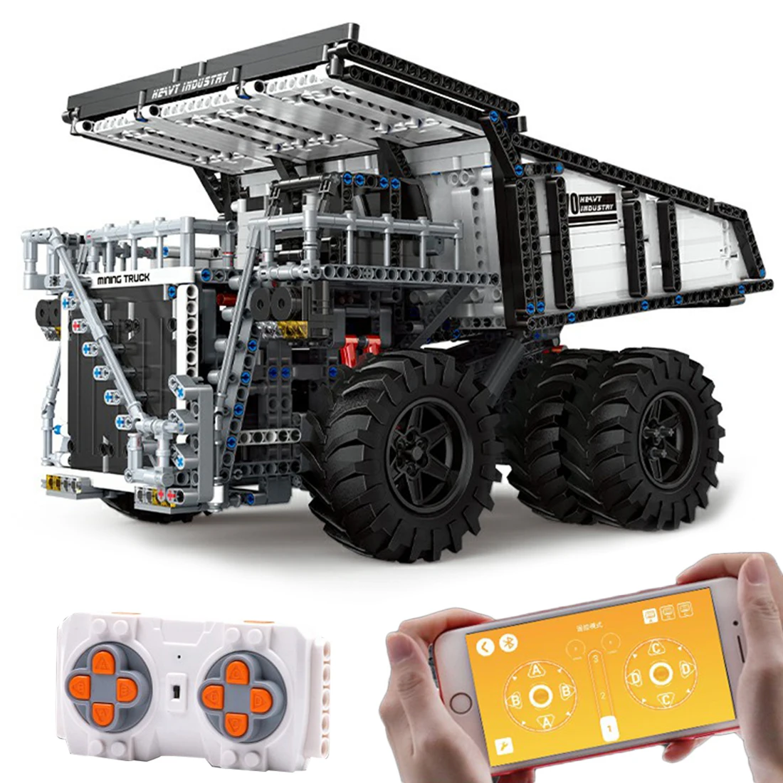 

2044+Pcs Dual Remote Control Engineering Vehicle Bricks Dump Truck Building Blocks Small Particle Construction Vehicle