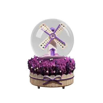

INS Crystal Ball Music Box with Snowflake Innovative Girl Windmill Snow Round Student Couple Gifts Home Decor Ornaments Resin