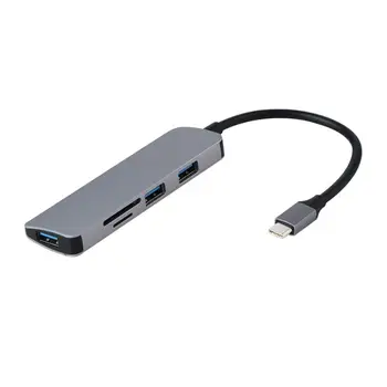 

Aluminum USB C HUB Type-C to 3 Ports USB 3.0 HUB TF Card Reader Converter Cable for Laptop Type C HUB Adapter(gray)