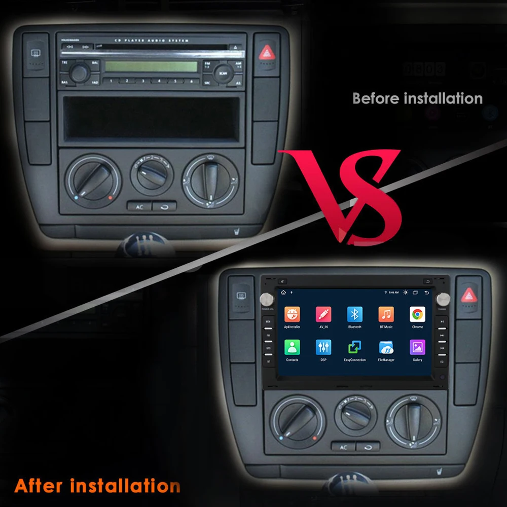 Hikity Autoradio Doppel Din Android 10.0 mit Navi für VW Golf 4 Bora Polo  MK5 T5