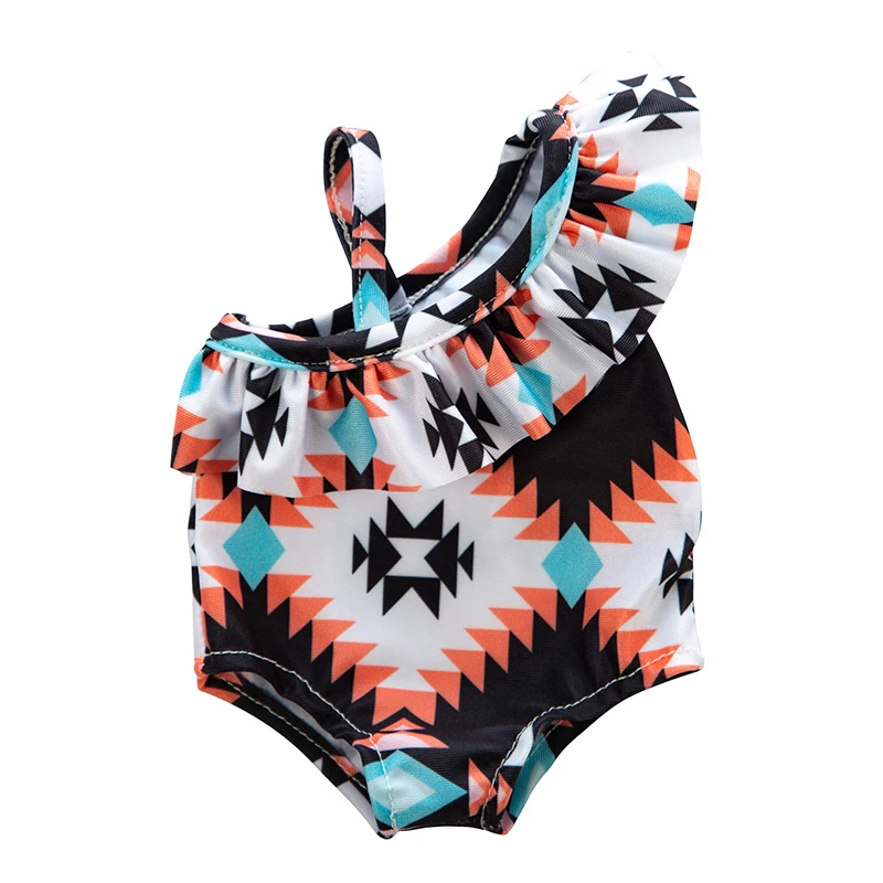 

Doll Clothes Baby New Born Fit 18 inch 43cm Flamingo Cake Red Lips Four Leaf Grass Hot SWIMSUIT For Baby BirthdayGift