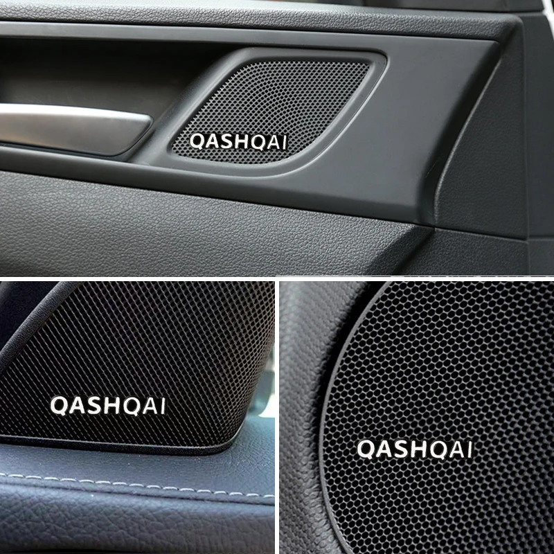 3D aluminum speaker stereo speaker badges emblems 4pcs Stickers For NISSAN QASHQAI J10 J11 2011 2008 Accessories