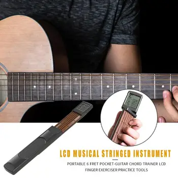 

6 Strings 6 Fret Pocket-Guitar Chord Trainer LCD Musical Stringed Instrument Finger Exerciser Practice Tools for Beginner Guitar