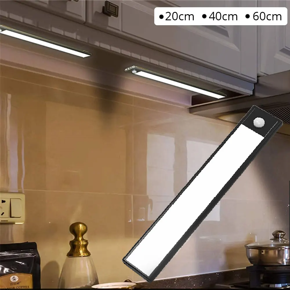 20/40/60CM Under Cabinet Light PIR Motion Sensor Thermal LED USB Rechargeable Ultra thin Aluminum Shell Lamp Night Light|Under Cabinet Lights| - AliExpress