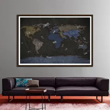 

150x225cm DIY World Map Cowboy Style Fun Decorative Map For Home Office Wall Decor