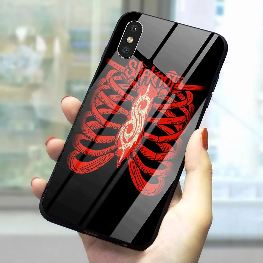 

Slipknot Tempered Glass Phone Case for iPhone XR Cover Xs Max X 6 6S 8 Plus 7 5S 5 SE Covers Back