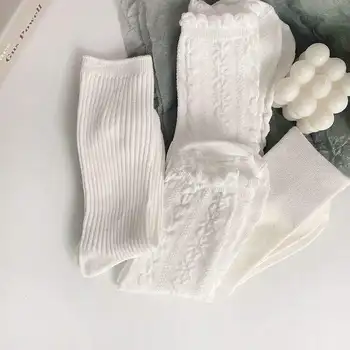 

White JK Socks Women Tube Socks Spring and Summer Thin Solid Color Cotton Korean-style Versatile Bunching Socks Female Manufactu