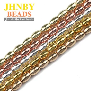 

JHNBY Oval Ellipse Rose Gold Silvers Hematite Natural Stone 8X5mm Spacer Loose Beads For Jewelry Making Diy bracelet Accessories