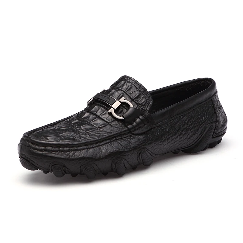 

Crocodile Pattern Genuine Leather Loafers Men Slip On Shoes Casual Moccasins