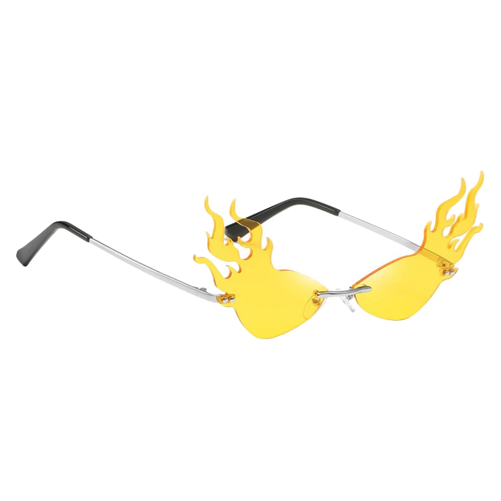 Womens Flame Sunglasses UV400 Sun Glasses Luxury Design Party Eyewear Streetwear Fire Flame Lens Rimless Wave Sun Glasses
