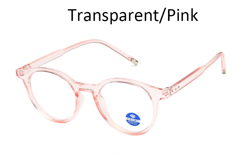 Ретро Круглые Голубые легкие очки для мужчин и женщин прозрачные женские прозрачные очки винтажные заклепки брендовые оправы для очков для женщин - Цвет оправы: Transparent Pink