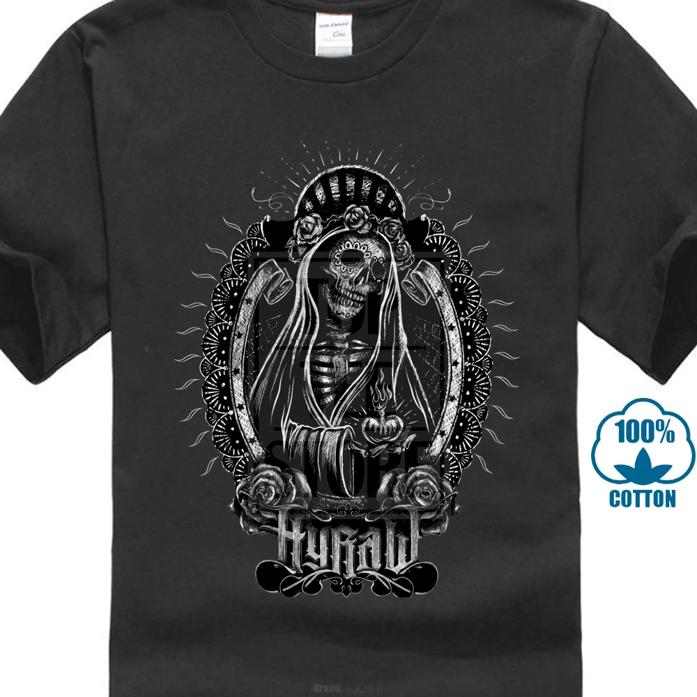 Hyraw Men T Shirt Dia De Los Muertos Day Of The Dead Skeletons Tattoo Santa Muerte Design Shirts Casual Cool | Мужская одежда