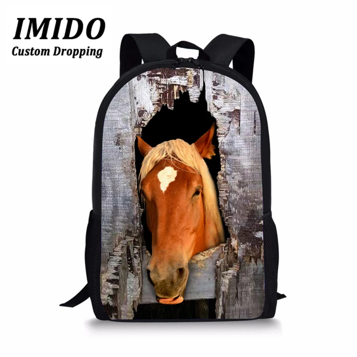 IMIDO школьные ранцы 3D Crazy Horse Печать школьный рюкзак для девочки в консервативном стиле на плечо школьный рюкзак для детей, мальчиков поставки сумка книги - Цвет: WLL6302