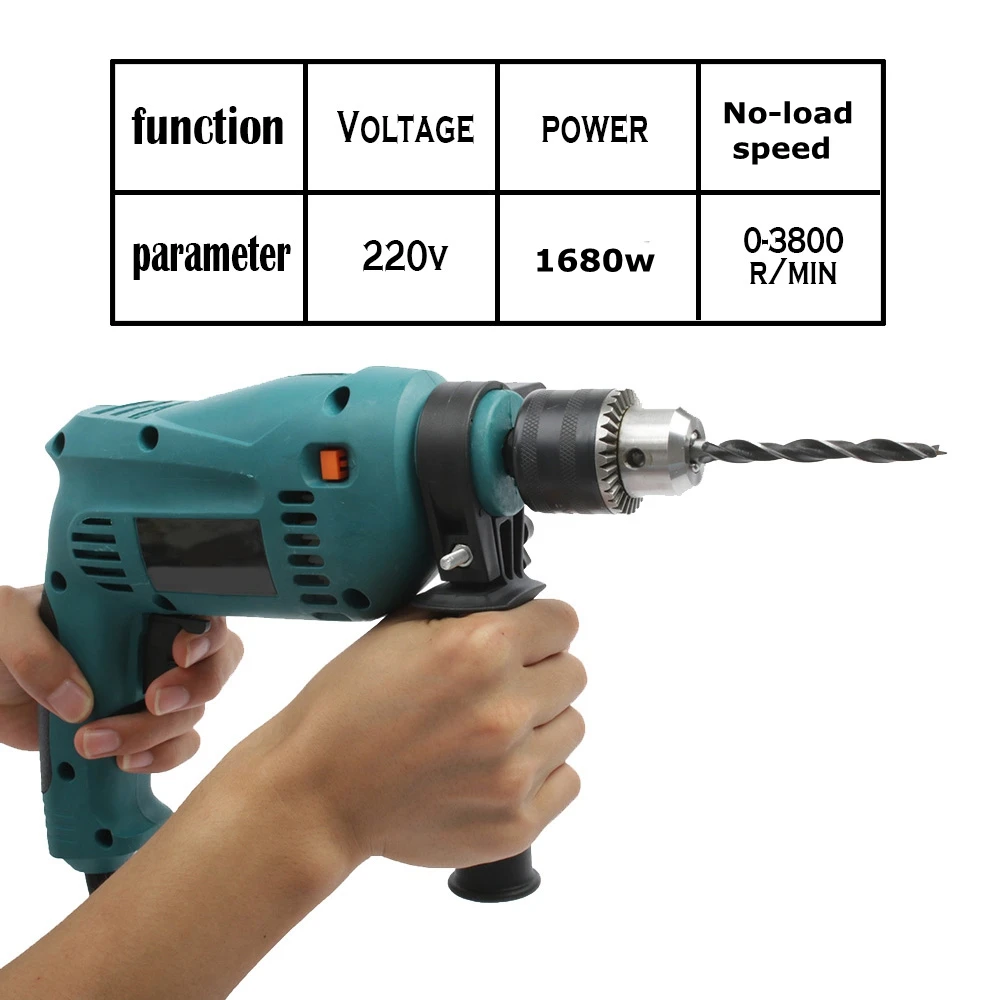 Электрический домой Мощность инструменты, ударная дрель 220v Бытовая дрель многофункциональный поворотный инструмент электродрель